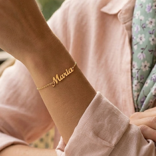 Pulsera Nombre Personalizable Plata de Ley 925 Baño Oro – Joyas 24/7